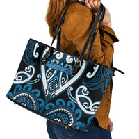 Aotearoa Ngati Kahungunu Leather Tote Bag Maori Tribal Pattern