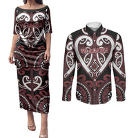 Custom Aotearoa Te Arawa Couples Matching Puletasi and Long Sleeve Button Shirt Maori Tribal Pattern