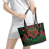 Aotearoa Ngai Tuhoe Leather Tote Bag Maori Tribal Pattern