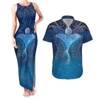 Polynesia Manta Ray Couples Matching Tank Maxi Dress and Hawaiian Shirt Let's The Sea Set You Free LT05 Blue - Polynesian Pride