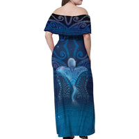 Polynesia Manta Ray Family Matching Off Shoulder Maxi Dress and Hawaiian Shirt Let's The Sea Set You Free LT05 - Polynesian Pride