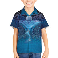 Polynesia Manta Ray Family Matching Short Sleeve Bodycon Dress and Hawaiian Shirt Let's The Sea Set You Free LT05 Son's Shirt Blue - Polynesian Pride