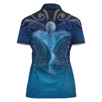 Polynesia Manta Ray Women Polo Shirt Let's The Sea Set You Free - Polynesian Pride