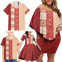 Papua New Guinea Family Matching Off Shoulder Short Dress and Hawaiian Shirt Oro Tapa Pattern LT05 - Polynesian Pride