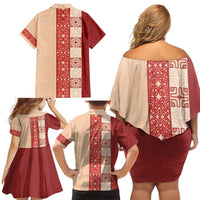 Papua New Guinea Family Matching Off Shoulder Short Dress and Hawaiian Shirt Oro Tapa Pattern LT05 - Polynesian Pride