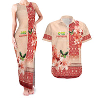 Papua New Guinea Oro Province Couples Matching Tank Maxi Dress and Hawaiian Shirt Oro Birdwing Butterfly LT05 Beige - Polynesian Pride