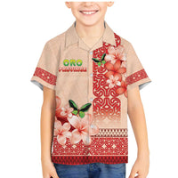 Papua New Guinea Oro Province Family Matching Mermaid Dress and Hawaiian Shirt Oro Birdwing Butterfly LT05 Son's Shirt Beige - Polynesian Pride