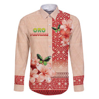 Papua New Guinea Oro Province Family Matching Short Sleeve Bodycon Dress and Hawaiian Shirt Oro Birdwing Butterfly LT05 Dad's Shirt - Long Sleeve Beige - Polynesian Pride