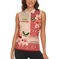 Papua New Guinea Oro Province Women Sleeveless Polo Shirt Oro Birdwing Butterfly LT05 - Polynesian Pride