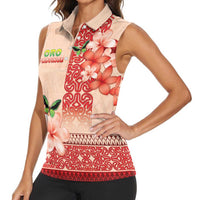 Papua New Guinea Oro Province Women Sleeveless Polo Shirt Oro Birdwing Butterfly LT05 - Polynesian Pride