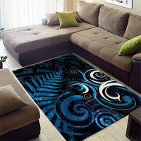 New Zealand Sea Week Area Rug Maori Wave Pattern Ocean Blue
