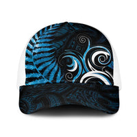 New Zealand Sea Week Baseball Net Cap Maori Wave Pattern Ocean Blue - Polynesian Pride