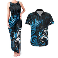 New Zealand Sea Week Couples Matching Tank Maxi Dress and Hawaiian Shirt Maori Wave Pattern Ocean Blue LT05 Blue - Polynesian Pride