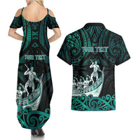 Personalised New Zealand Waka Racing Couples Matching Summer Maxi Dress and Hawaiian Shirt Maori Warriors LT05 - Polynesian Pride