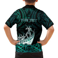 Personalised New Zealand Waka Racing Family Matching Off The Shoulder Long Sleeve Dress and Hawaiian Shirt Maori Warriors LT05 - Polynesian Pride