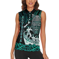 Personalised New Zealand Waka Racing Women Sleeveless Polo Shirt Maori Warriors LT05 - Polynesian Pride