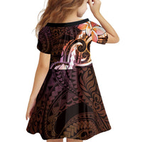Polynesian Art Tattoo Family Matching Off Shoulder Short Dress and Hawaiian Shirt Plumeria Flowers Peach Gradient LT05 - Polynesian Pride