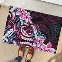Polynesian Art Tattoo Rubber Doormat Plumeria Flowers Pink Gradient
