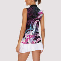 Polynesian Art Tattoo Women Sleeveless Polo Shirt Plumeria Flowers Pink Gradient LT05 - Polynesian Pride