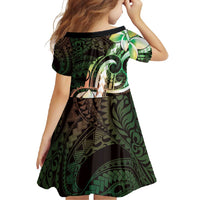 Polynesian Art Tattoo Family Matching Mermaid Dress and Hawaiian Shirt Plumeria Flowers Green Gradient LT05 - Polynesian Pride