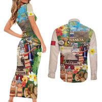 Samoa Culture Couples Matching Short Sleeve Bodycon Dress and Long Sleeve Button Shirt Embracing The Spirit LT05 - Polynesian Pride