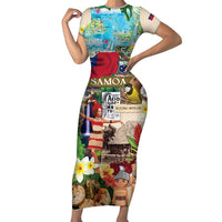 Samoa Culture Family Matching Short Sleeve Bodycon Dress and Hawaiian Shirt Embracing The Spirit LT05 Mom's Dress Beige - Polynesian Pride