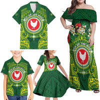 Personalized American Samoa Manua Cession Day Family Matching Off Shoulder Maxi Dress and Hawaiian Shirt Up Up The Moa LT05 - Polynesian Pride