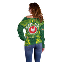 Personalized American Samoa Manua Cession Day Off Shoulder Sweater Up Up The Moa