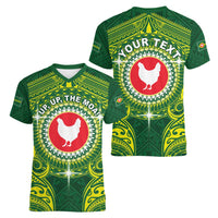 Personalized American Samoa Manua Cession Day Women V-Neck T-Shirt Up Up The Moa