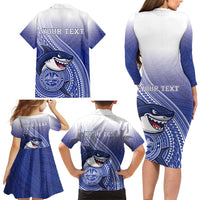 Personalized Samoana High School Family Matching Long Sleeve Bodycon Dress and Hawaiian Shirt Polynesian Tribal Shark LT05 - Polynesian Pride