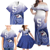 Personalized Samoana High School Family Matching Off Shoulder Maxi Dress and Hawaiian Shirt Polynesian Tribal Shark LT05 - Polynesian Pride