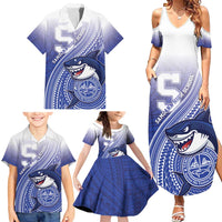Personalized Samoana High School Family Matching Summer Maxi Dress and Hawaiian Shirt Polynesian Tribal Shark LT05 - Polynesian Pride