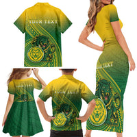 Personalized Leone High School Family Matching Short Sleeve Bodycon Dress and Hawaiian Shirt Leone Lion LT05 - Polynesian Pride