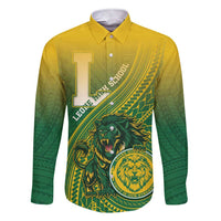 Personalized Leone High School Family Matching Short Sleeve Bodycon Dress and Hawaiian Shirt Leone Lion LT05 Dad's Shirt - Long Sleeve Green - Polynesian Pride