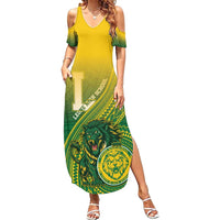 Personalized Leone High School Family Matching Summer Maxi Dress and Hawaiian Shirt Leone Lion