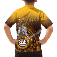Personalized Tafuna High School Family Matching Off The Shoulder Long Sleeve Dress and Hawaiian Shirt Polynesian Warrior LT05 - Polynesian Pride