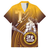 Personalized Tafuna High School Family Matching Off The Shoulder Long Sleeve Dress and Hawaiian Shirt Polynesian Warrior LT05 Dad's Shirt - Short Sleeve Maroon - Polynesian Pride
