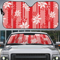 Hawaii Kakau Tribal Auto Sun Shade With Red Tiare