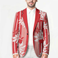 Hawaii Kakau Tribal Blazer With Red Tiare