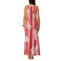 Hawaii Kakau Tribal Family Matching Tank Maxi Dress and Hawaiian Shirt With Red Tiare LT05 - Polynesian Pride