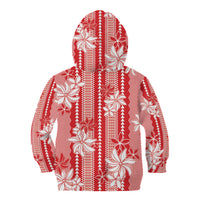 Hawaii Kakau Tribal Kid Hoodie With Red Tiare
