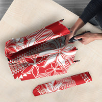 Hawaii Kakau Tribal Umbrella With Red Tiare