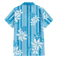 Hawaii Kakau Tribal Family Matching Off Shoulder Maxi Dress and Hawaiian Shirt With Blue Tiare LT05 - Polynesian Pride