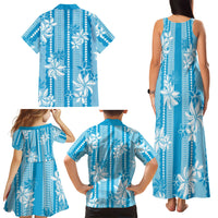 Hawaii Kakau Tribal Family Matching Tank Maxi Dress and Hawaiian Shirt With Blue Tiare LT05 - Polynesian Pride