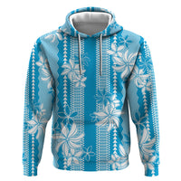 Hawaii Kakau Tribal Hoodie With Blue Tiare