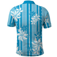 Hawaii Kakau Tribal Polo Shirt With Blue Tiare