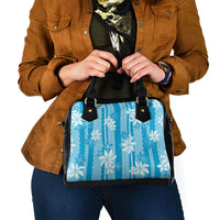 Hawaii Kakau Tribal Shoulder Handbag With Blue Tiare