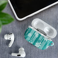 Hawaii Kakau Tribal AirPods Case With Teal Tiare