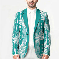 Hawaii Kakau Tribal Blazer With Teal Tiare