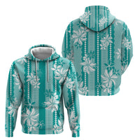 Hawaii Kakau Tribal Hoodie With Teal Tiare